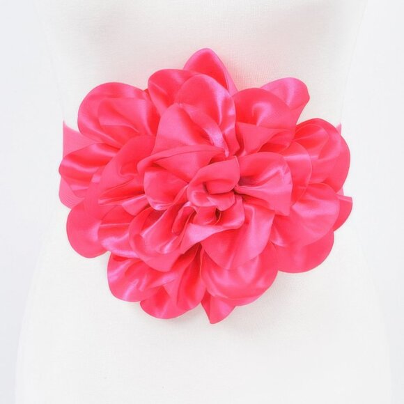 Satin Big Flower Elastic Belt - Picture 4 of 9